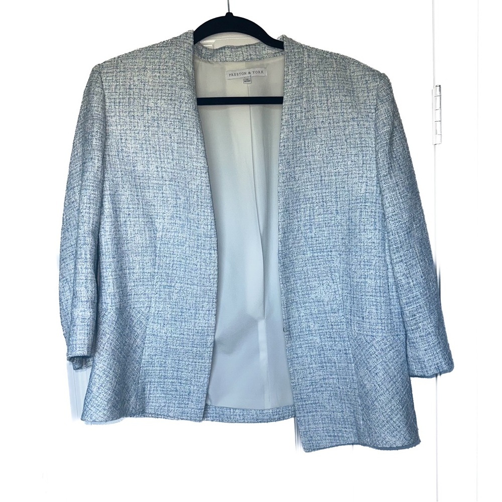 Preston & York Blue and White Tweed Blazer- Size 14